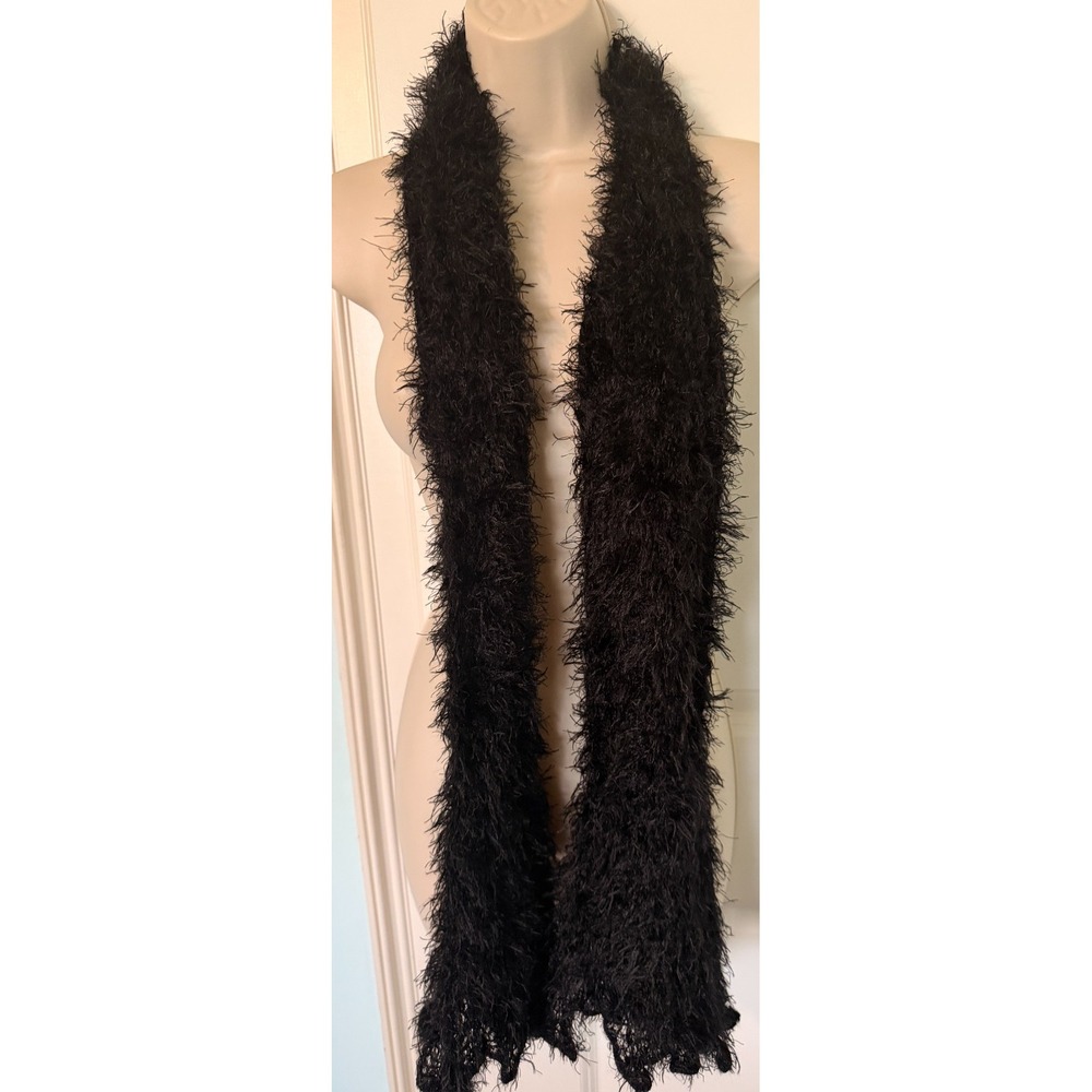 NWT Magic Scarf Black Fuzzy 3-in-1 Convertible Cowl Hood Neck Warmer Y2K